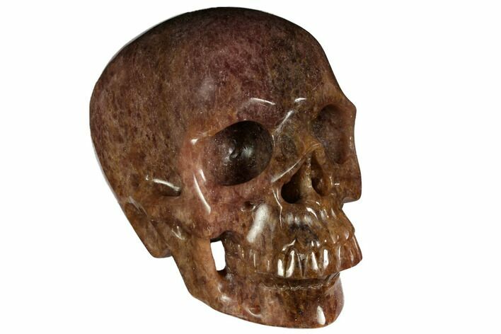 Realistic, Carved Strawberry Quartz Crystal Skull #150930